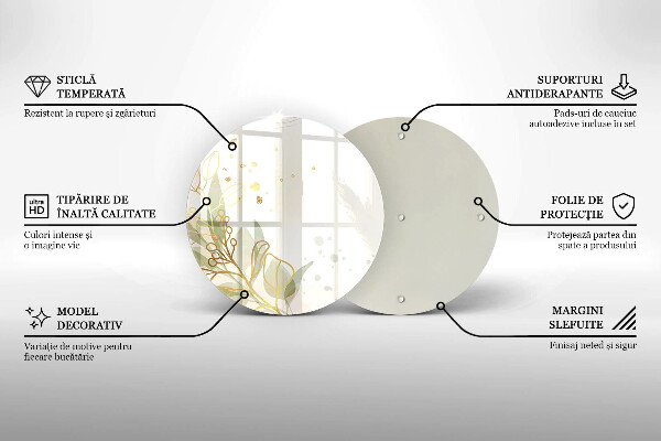 Kuchynská doska veľká zo skla Akvarel a zlaté listy