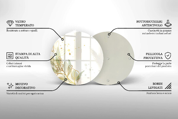 Kuchynská doska veľká zo skla Akvarel a zlaté listy