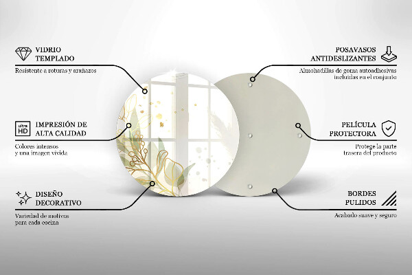 Kuchynská doska veľká zo skla Akvarel a zlaté listy