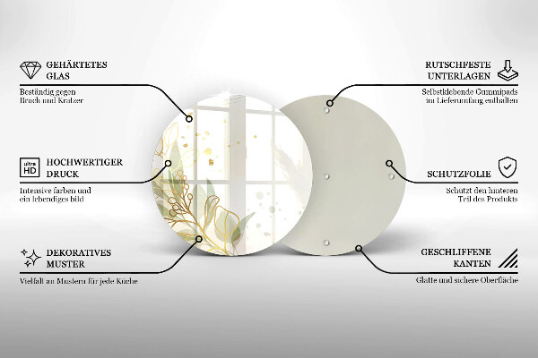 Kuchynská doska veľká zo skla Akvarel a zlaté listy