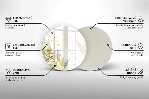 Kuchynská doska veľká zo skla Akvarel a zlaté listy