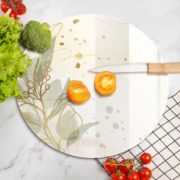 Kuchynská doska veľká zo skla Akvarel a zlaté listy