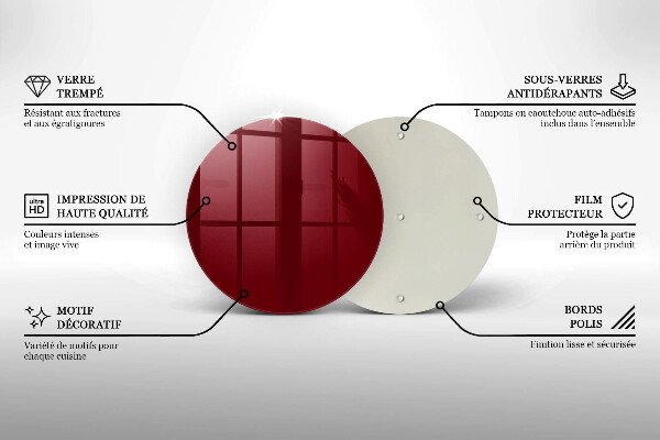 Kuchynská doska zo skla Bordová farba