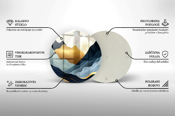 Kuchynská doska veľká zo skla Abstraktné hory