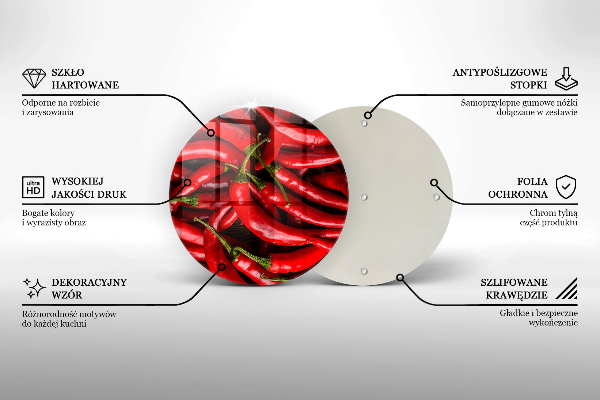 Kuchynská doska zo skla Horúce čili papričky