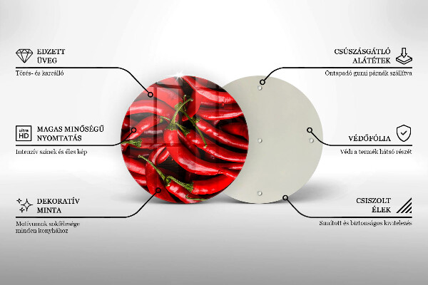 Kuchynská doska zo skla Horúce čili papričky