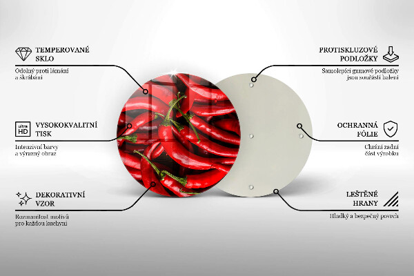 Kuchynská doska zo skla Horúce čili papričky
