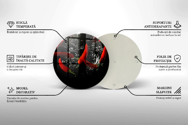 Kuchynská doska zo skla Chilli papričky vo vode