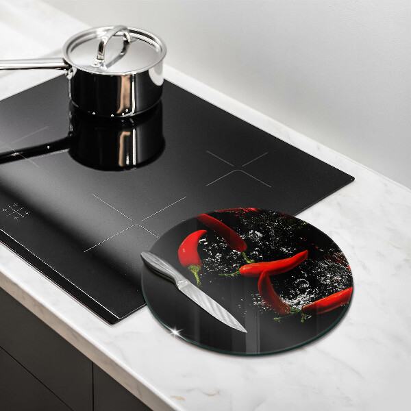 Kuchynská doska zo skla Chilli papričky vo vode