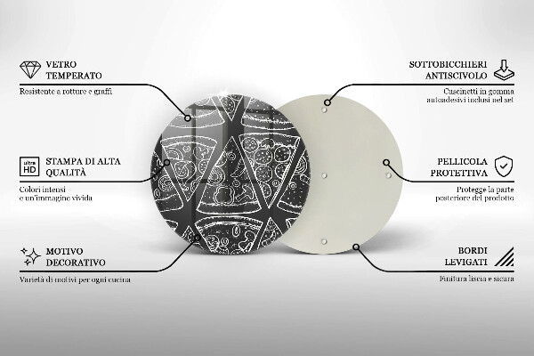 Kuchynská doska veľká zo skla Pizza ilustrácie