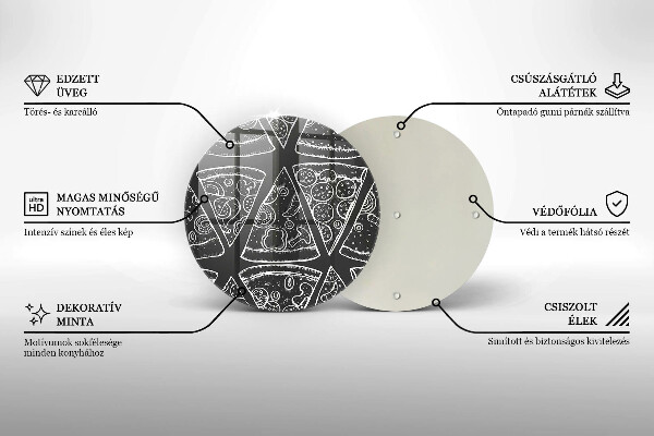 Kuchynská doska veľká zo skla Pizza ilustrácie