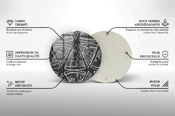 Kuchynská doska veľká zo skla Pizza ilustrácie