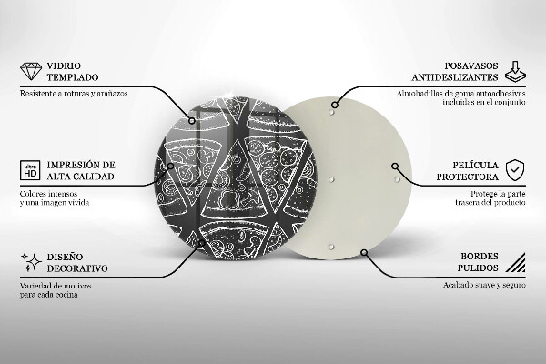 Kuchynská doska veľká zo skla Pizza ilustrácie