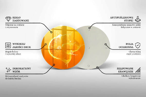 Kuchynská doska veľká zo skla Šťavnaté oranžové ovocie