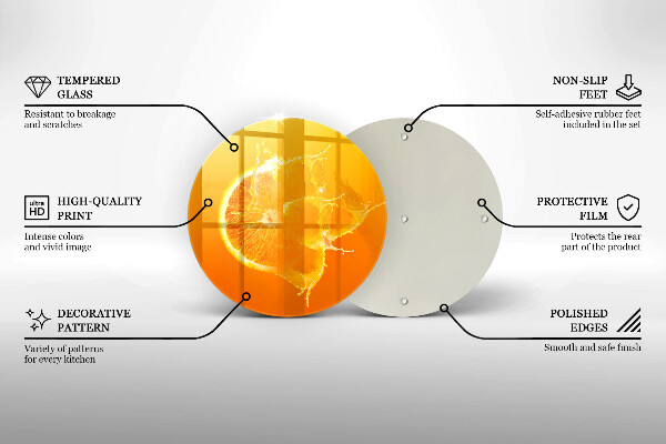 Kuchynská doska veľká zo skla Šťavnaté oranžové ovocie