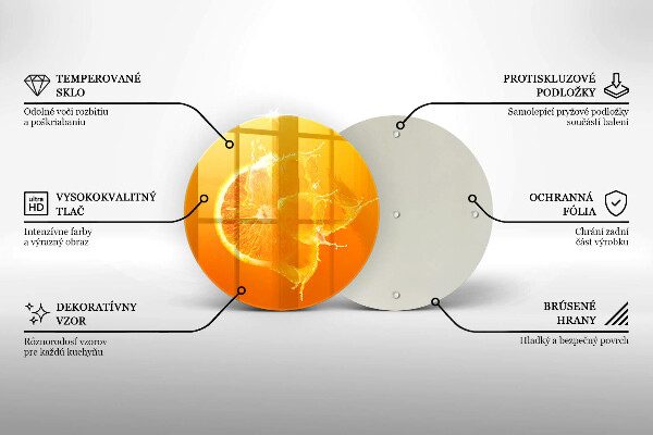 Kuchynská doska veľká zo skla Šťavnaté oranžové ovocie