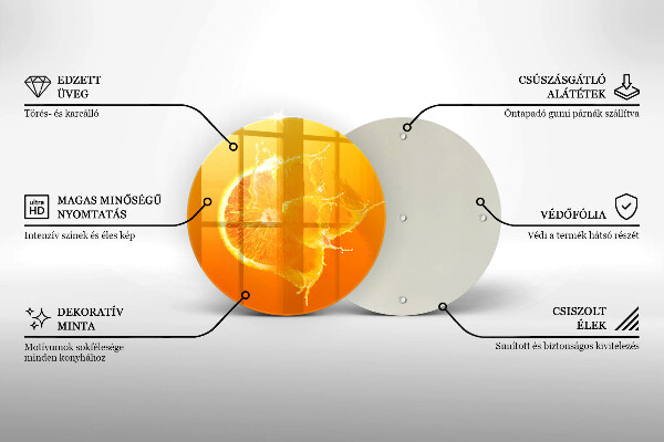 Kuchynská doska veľká zo skla Šťavnaté oranžové ovocie