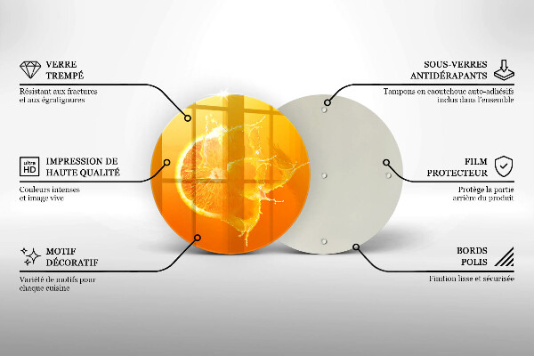Kuchynská doska veľká zo skla Šťavnaté oranžové ovocie