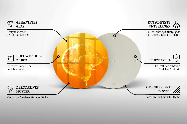 Kuchynská doska veľká zo skla Šťavnaté oranžové ovocie