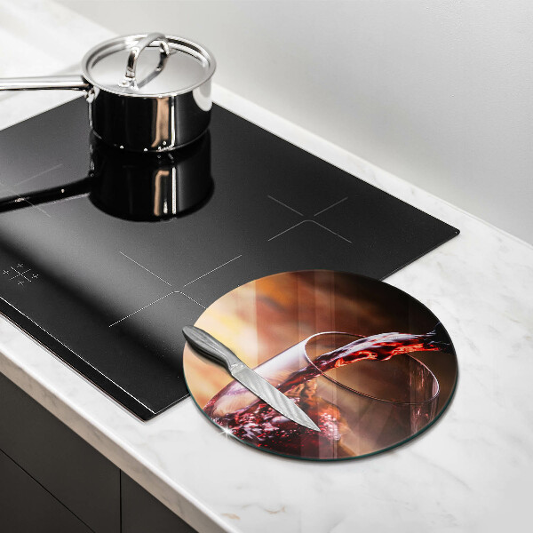 Kuchynská doska veľká zo skla Červené víno a pohár