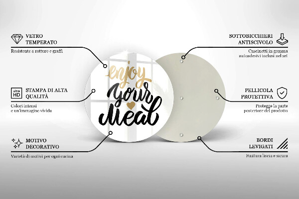 Kuchynská doska zo skla Nápis Enjoy your meal