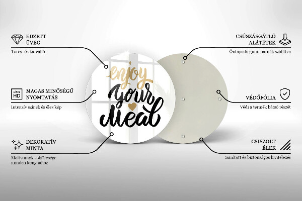 Kuchynská doska zo skla Nápis Enjoy your meal