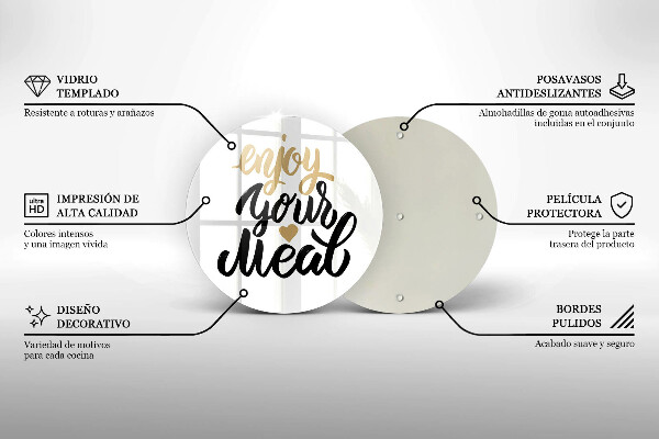 Kuchynská doska zo skla Nápis Enjoy your meal