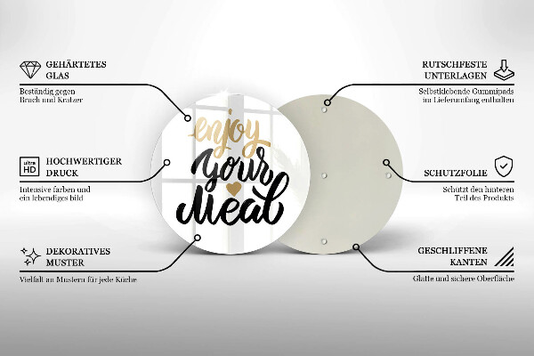 Kuchynská doska zo skla Nápis Enjoy your meal