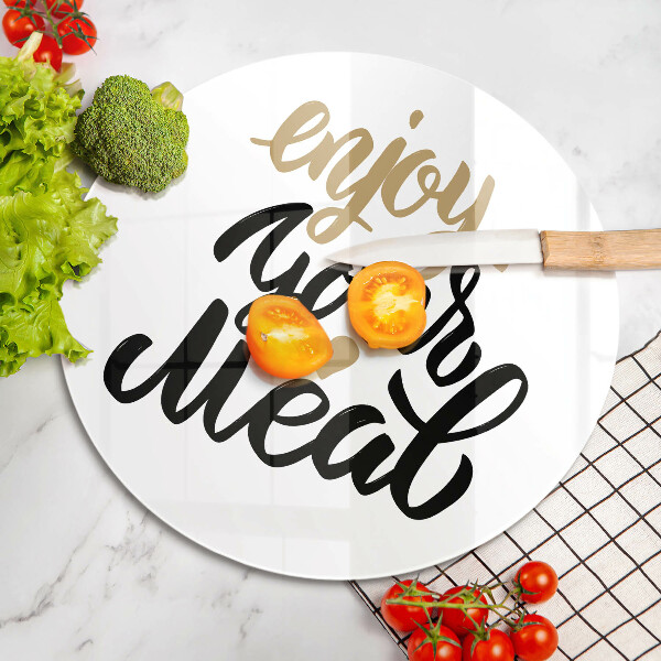 Kuchynská doska zo skla Nápis Enjoy your meal