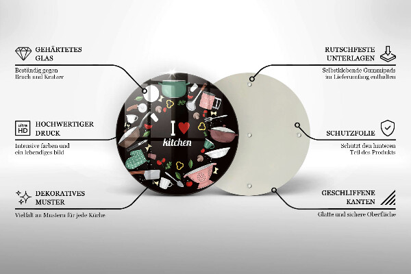 Kuchynská doska zo skla Ilustrácia Milujem kuchyňu