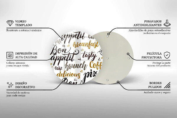 Kuchynská doska veľká zo skla Bon Appetit titulky