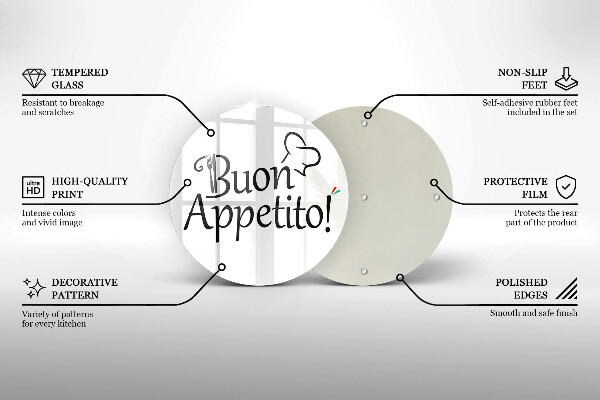 Kuchynská doska veľká zo skla Buon Appetito!