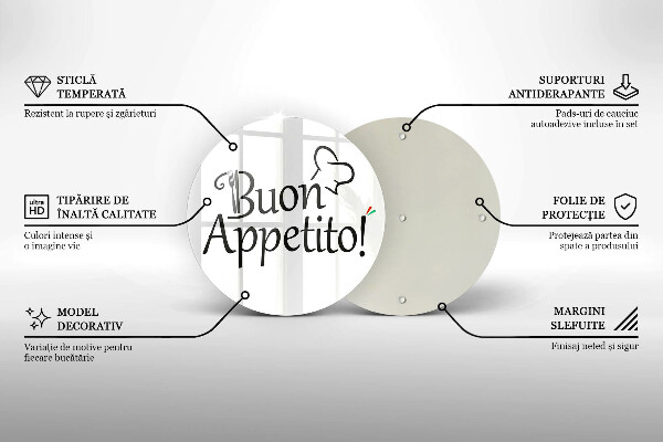 Kuchynská doska veľká zo skla Buon Appetito!