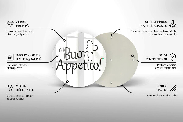 Kuchynská doska veľká zo skla Buon Appetito!