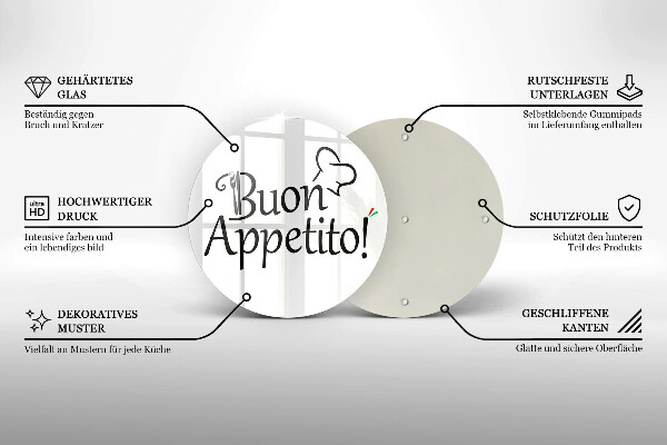 Kuchynská doska veľká zo skla Buon Appetito!