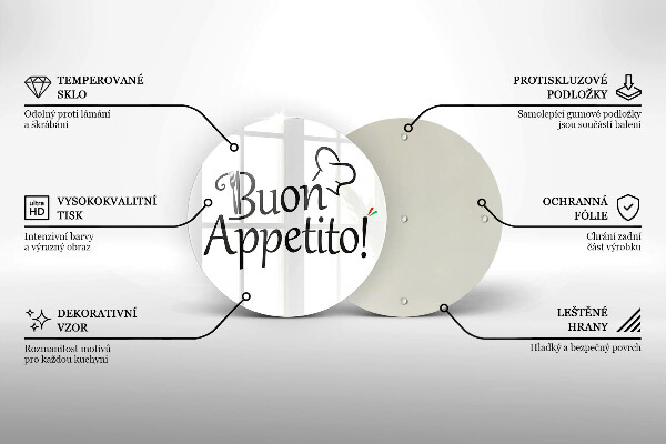 Kuchynská doska veľká zo skla Buon Appetito!