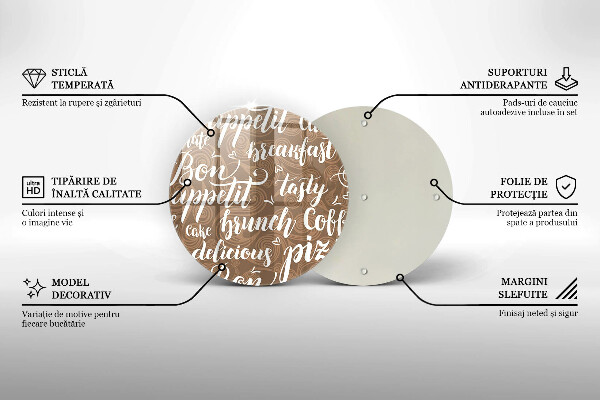 Kuchynská doska veľká zo skla Bon Appetit titulky