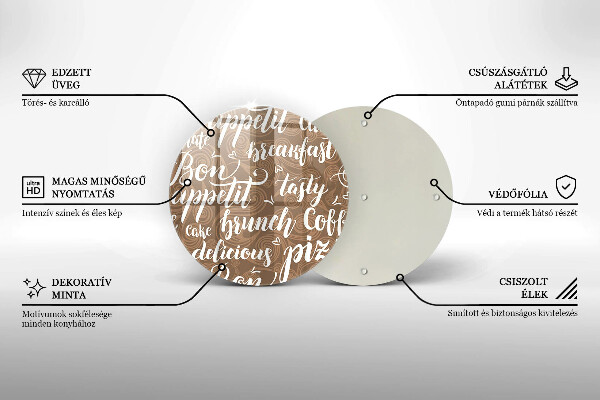 Kuchynská doska veľká zo skla Bon Appetit titulky