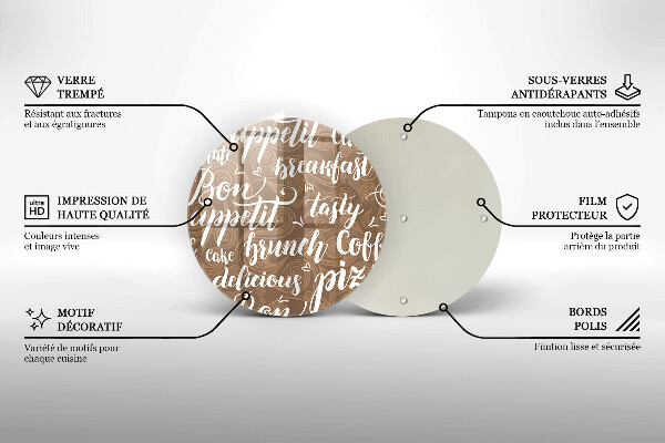 Kuchynská doska veľká zo skla Bon Appetit titulky