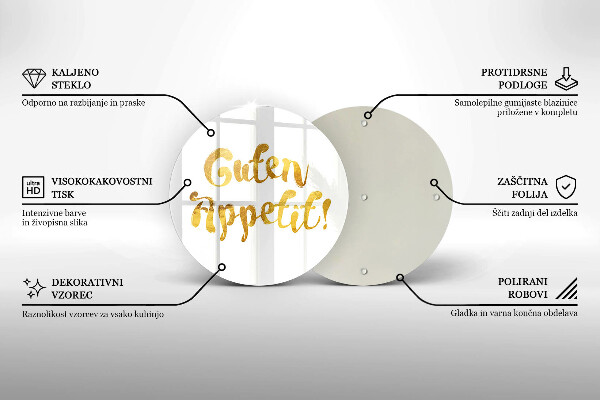 Kuchynská doska veľká zo skla Guten Appetit!