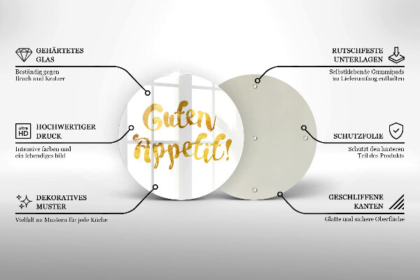 Kuchynská doska veľká zo skla Guten Appetit!