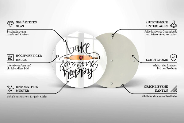 Kuchynská doska zo skla Bake someone happy