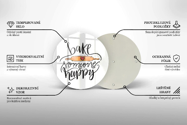 Kuchynská doska zo skla Bake someone happy