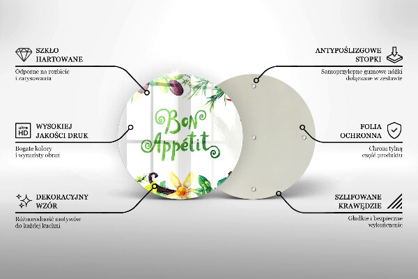 Kuchynská doska veľká zo skla Nápis Bon Appetit