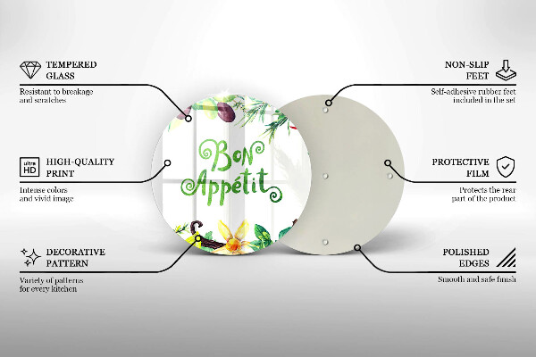 Kuchynská doska veľká zo skla Nápis Bon Appetit