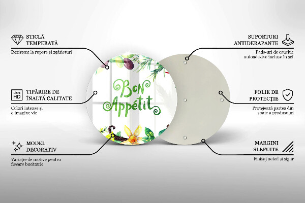 Kuchynská doska veľká zo skla Nápis Bon Appetit