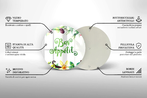 Kuchynská doska veľká zo skla Nápis Bon Appetit