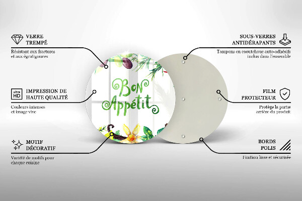 Kuchynská doska veľká zo skla Nápis Bon Appetit