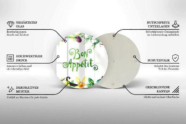 Kuchynská doska veľká zo skla Nápis Bon Appetit