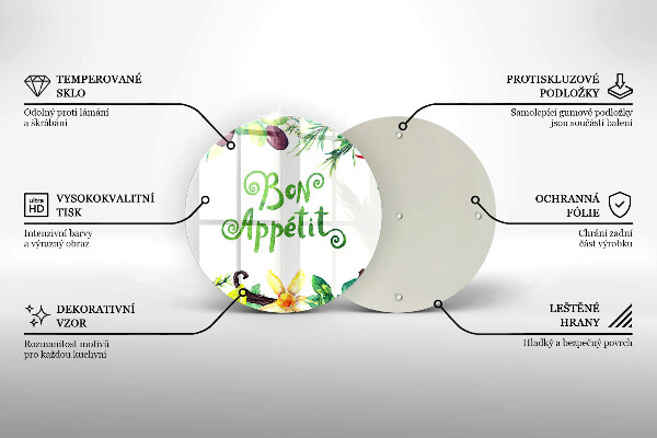 Kuchynská doska veľká zo skla Nápis Bon Appetit